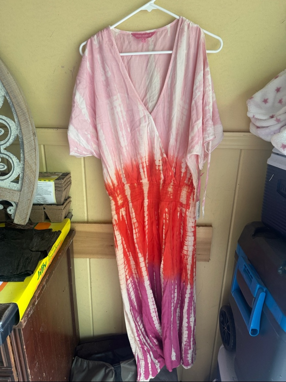 Simply Southern Pink Red Purple Tie-Dye Maxi Dress